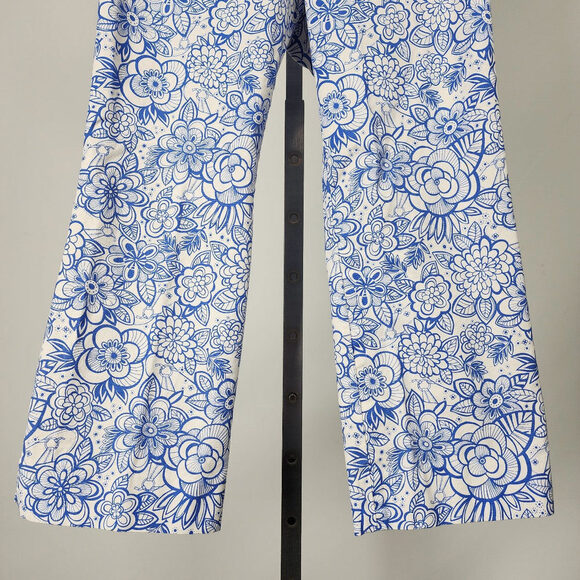 Lilly Pulitzer Blue Floral Cotton Cropped Pants Size S - Picture 5 of 9